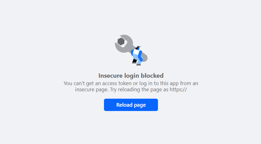 Insecure login blocked Error Screenshot